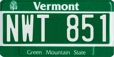 VT license plate NWT851