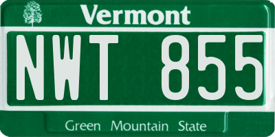 VT license plate NWT855