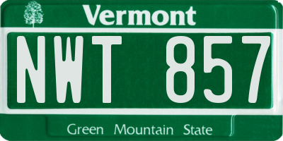 VT license plate NWT857
