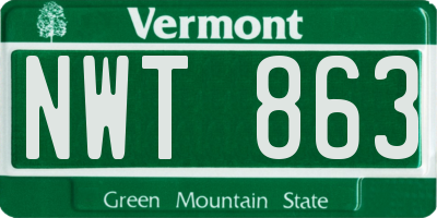 VT license plate NWT863