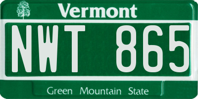 VT license plate NWT865
