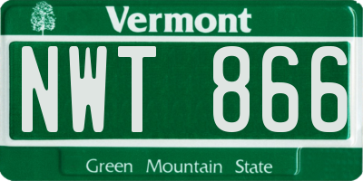 VT license plate NWT866