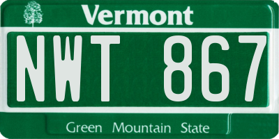 VT license plate NWT867