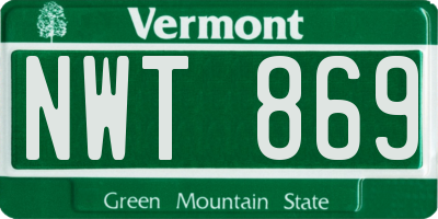 VT license plate NWT869