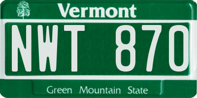 VT license plate NWT870