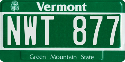 VT license plate NWT877
