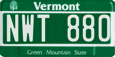VT license plate NWT880