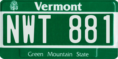 VT license plate NWT881