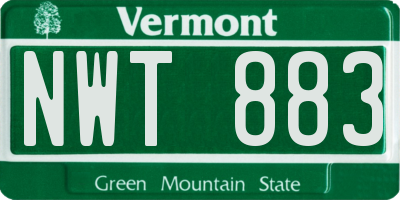 VT license plate NWT883