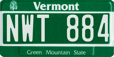 VT license plate NWT884