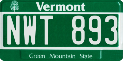 VT license plate NWT893