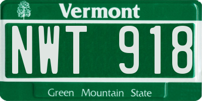 VT license plate NWT918