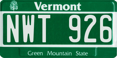 VT license plate NWT926