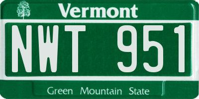 VT license plate NWT951