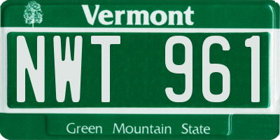 VT license plate NWT961