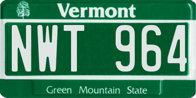 VT license plate NWT964
