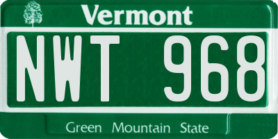 VT license plate NWT968