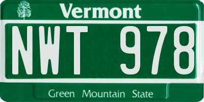 VT license plate NWT978