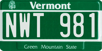 VT license plate NWT981