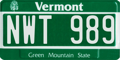 VT license plate NWT989