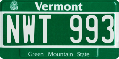 VT license plate NWT993
