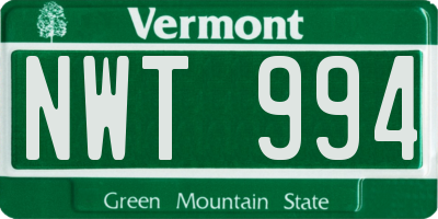 VT license plate NWT994
