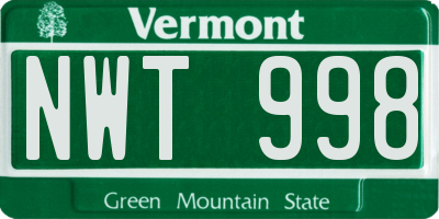 VT license plate NWT998