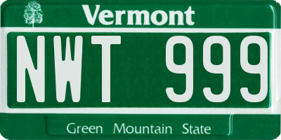 VT license plate NWT999