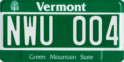 VT license plate NWU004