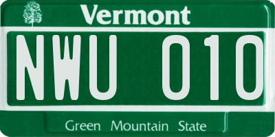 VT license plate NWU010