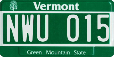 VT license plate NWU015