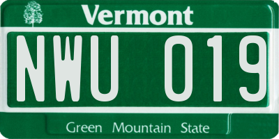 VT license plate NWU019