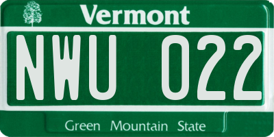 VT license plate NWU022