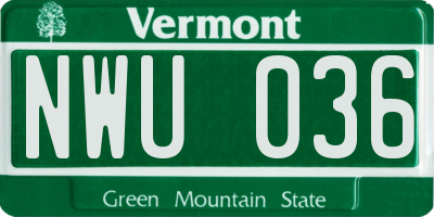 VT license plate NWU036