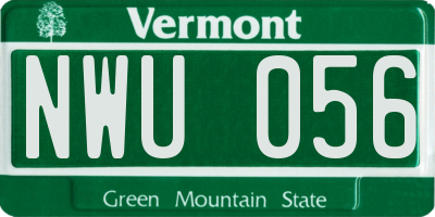 VT license plate NWU056