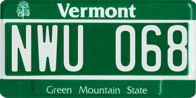VT license plate NWU068