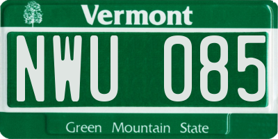 VT license plate NWU085