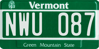 VT license plate NWU087