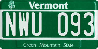 VT license plate NWU093
