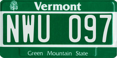 VT license plate NWU097