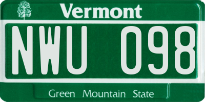 VT license plate NWU098