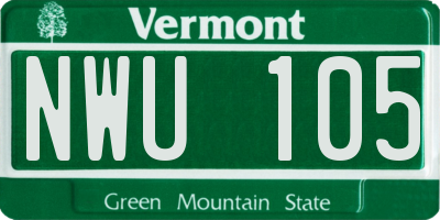 VT license plate NWU105
