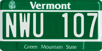VT license plate NWU107