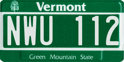 VT license plate NWU112