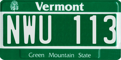 VT license plate NWU113