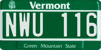 VT license plate NWU116