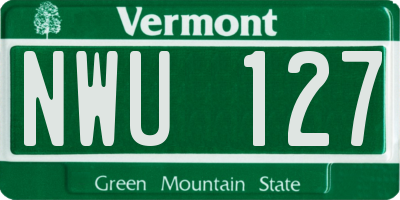 VT license plate NWU127