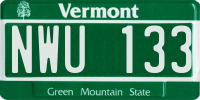 VT license plate NWU133