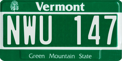 VT license plate NWU147