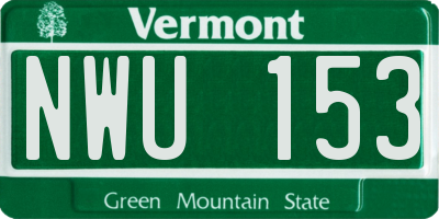 VT license plate NWU153